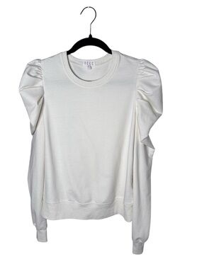 TCEC Cream Puff Sleeve Crewneck Sweatshirt 100% Cotton Size Small